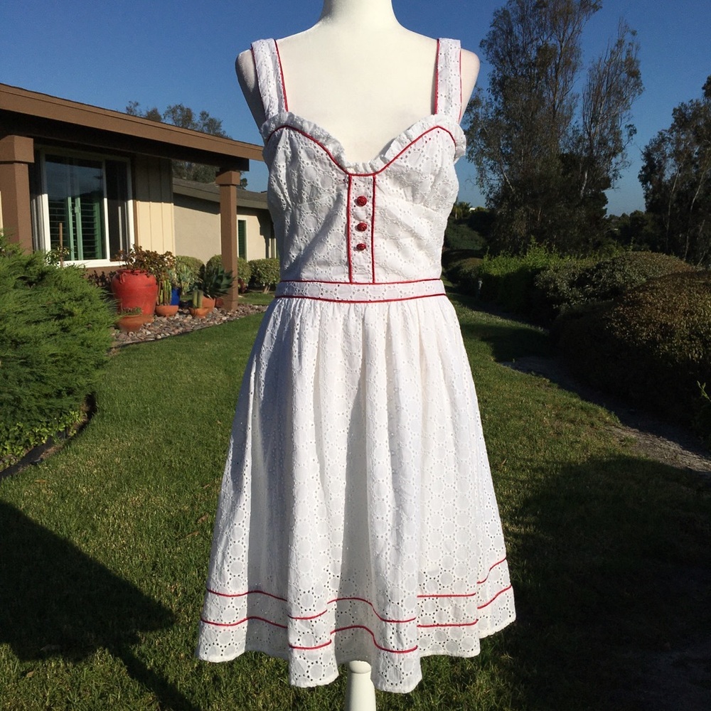 Cream dress with rose buttons